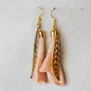 Blush Floral Tassel Drop Earrings Handmade Jewelry